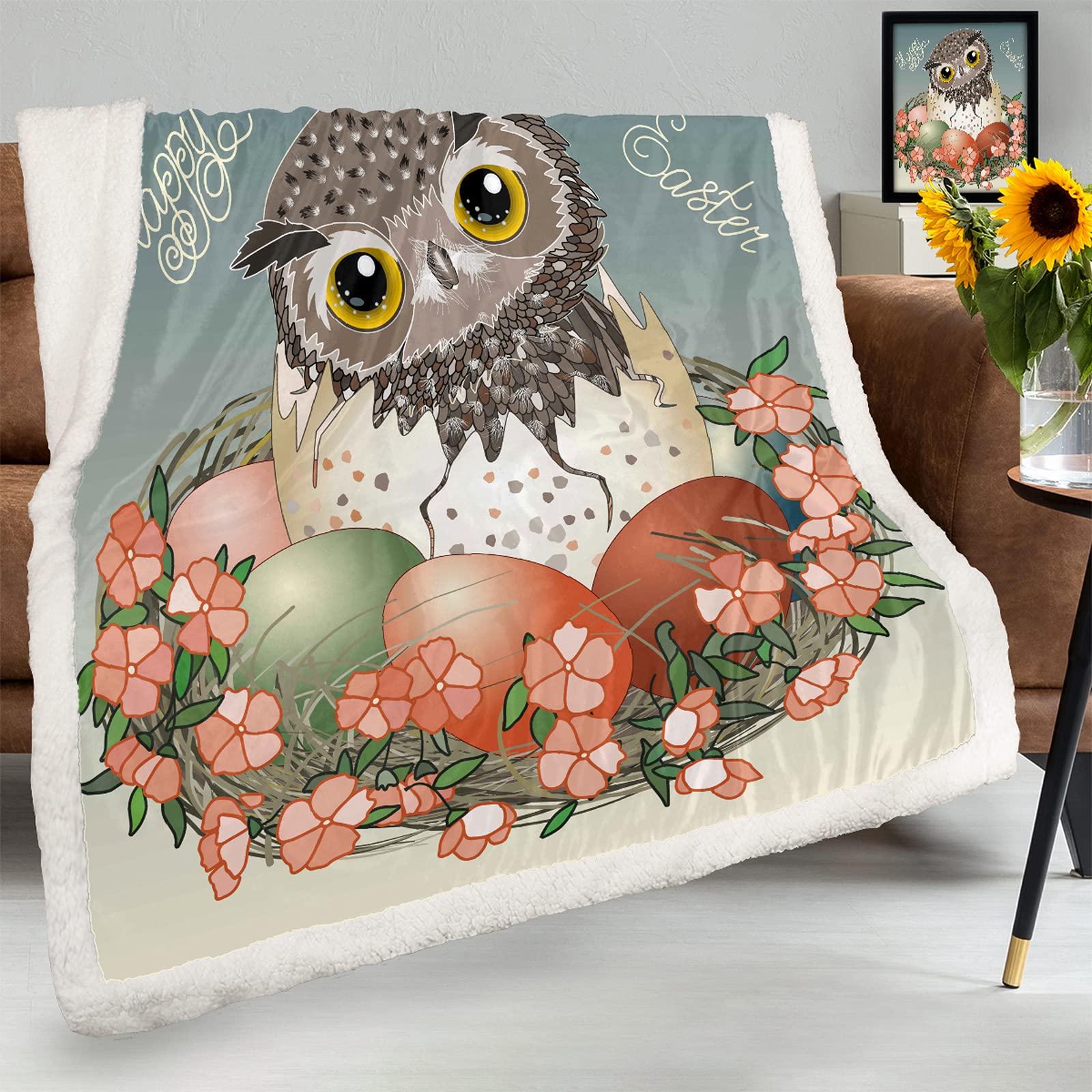 Throw Blanket Easter Egg Cute Owl Lightweight Cozy Fuzzy Blanket Warmer  Soft Microfiber Gift for Couch Bed Sofa Living Room Bedroom Travelling Fall  Camping Kids Adults 50X60 in : Amazon.co.uk: Home u0026