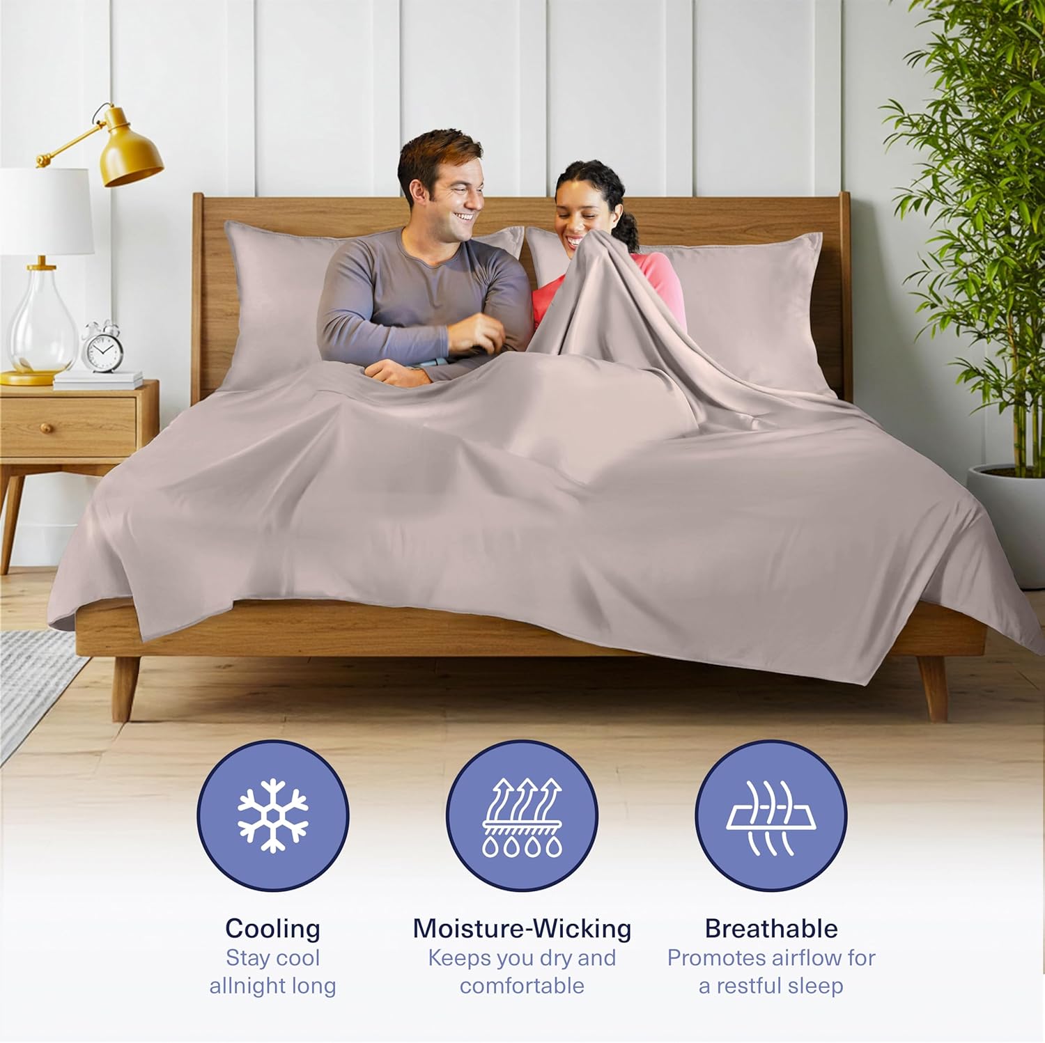 Kickoff Viscose Bamboo Sheets King Size 4-pc 100% Organic Bamboo Viscose Bed Cooling Sheets King Size Set Cool Bedding for hot Sleepers Sheet Set - Gift Ready Packaging (Dark Grey,K)