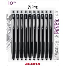 Zebra Pen Z-Grip Mechanical Pencil, 0.7mm #2 HD, Black Barrel, 10-Pack
