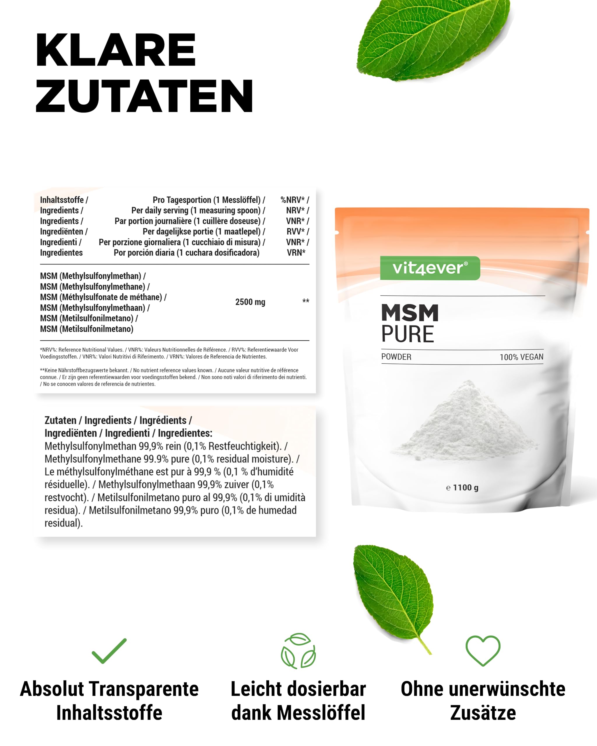 MSM (Méthylsulfonylméthane) En Poudre - 2 Kg, Pureté Maximale, Marque Buxtrade