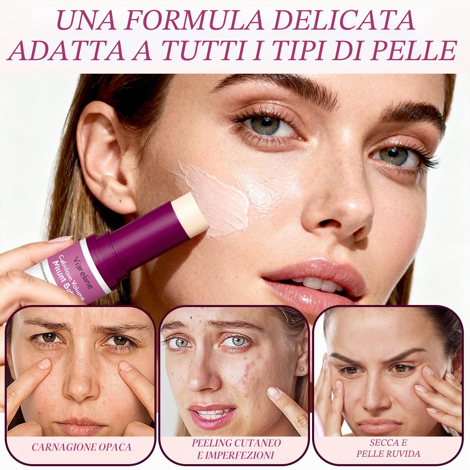 Calcium Volume Multi Balm, Calcium Multi Balm Stick, Crema di Calcio Anti-Invecchiamento, Stick Coreano Viso Antirughe, Sticks di Calcio Idratanti per Occhi, Viso, Collo