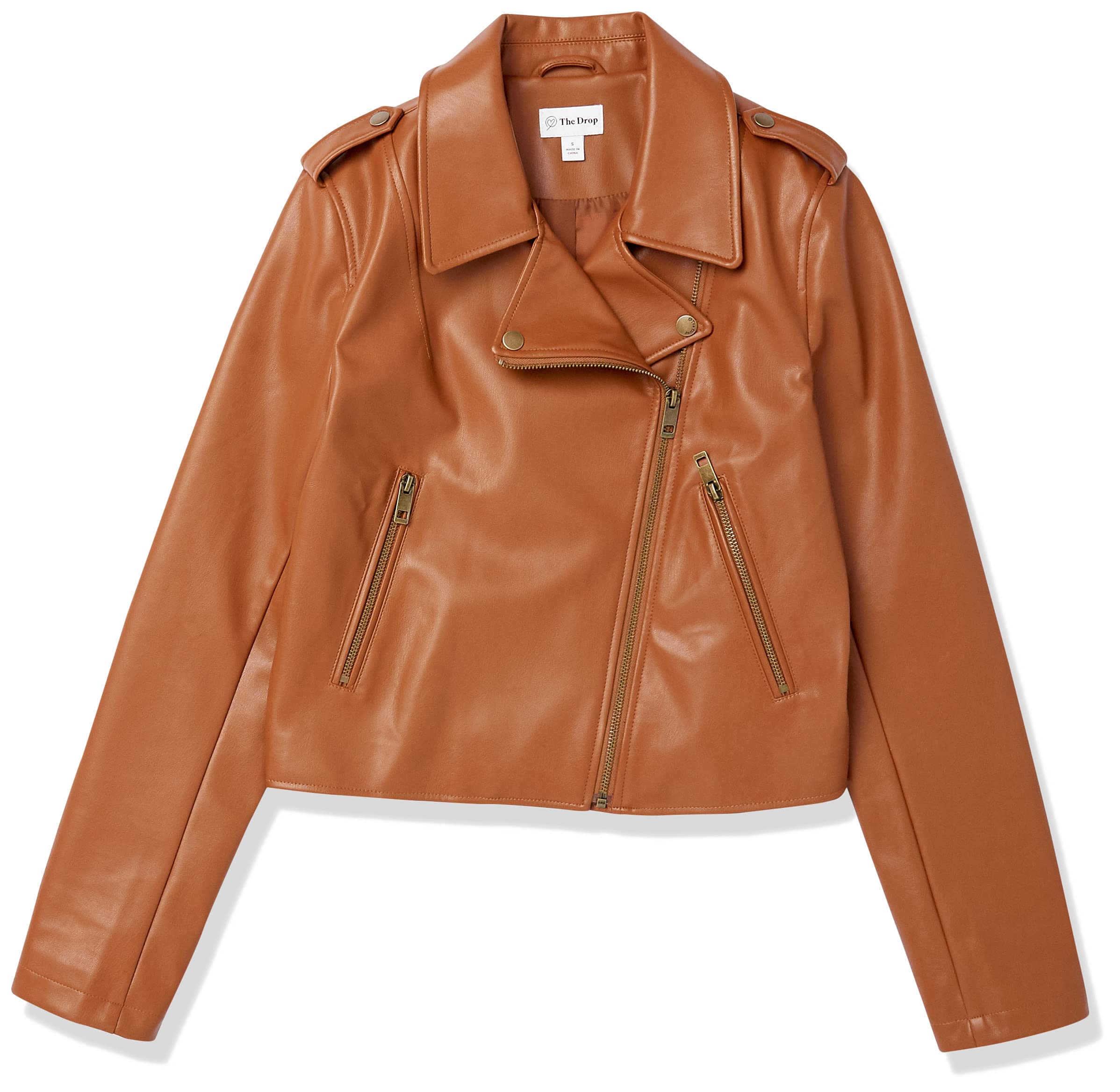 The Drop Women's Heather Faux Leather Moto Jacket