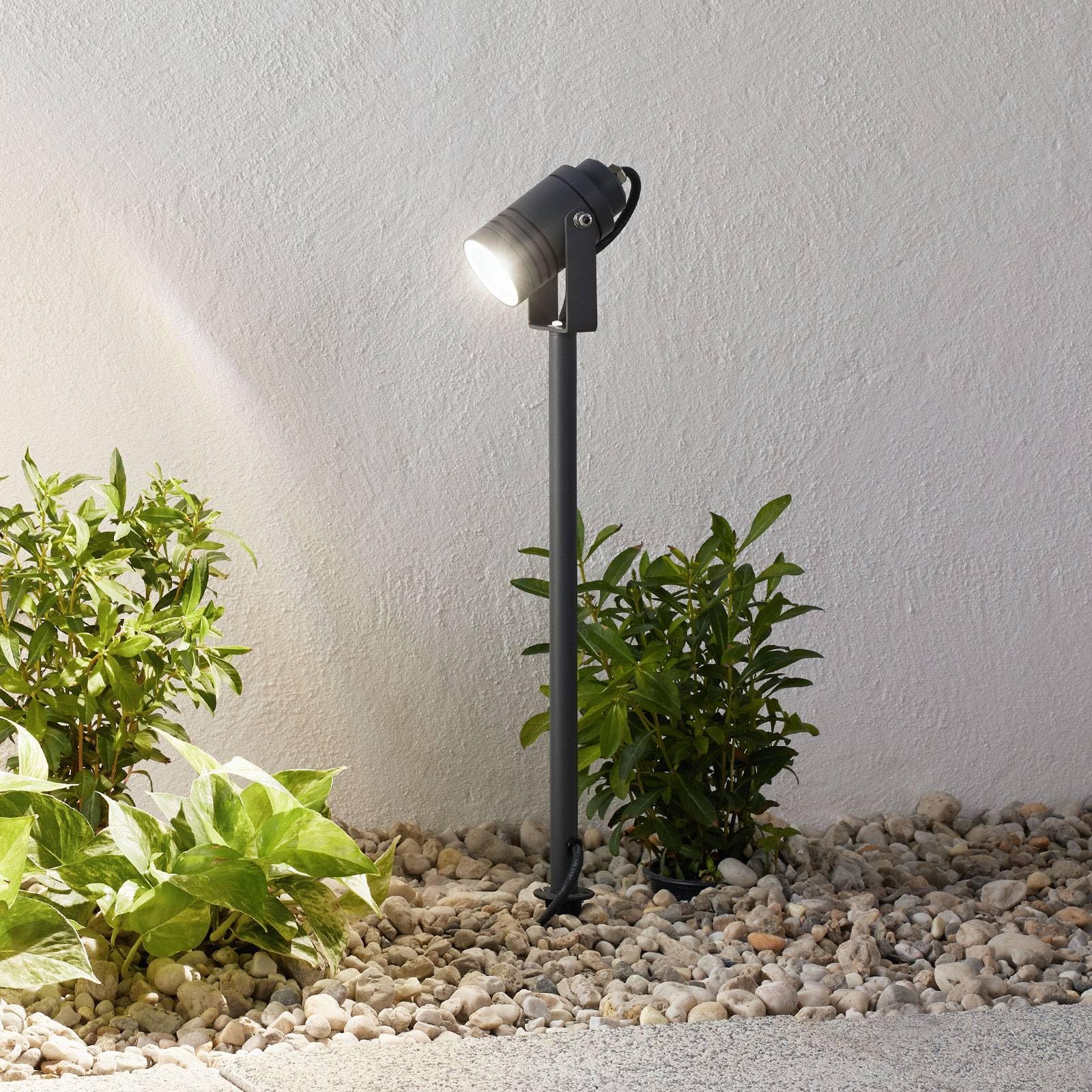 Lucande Luminaire extérieur Galina (Moderne) en Gris Aluminium (1 lampe,à GU10), Lampe sur piquet