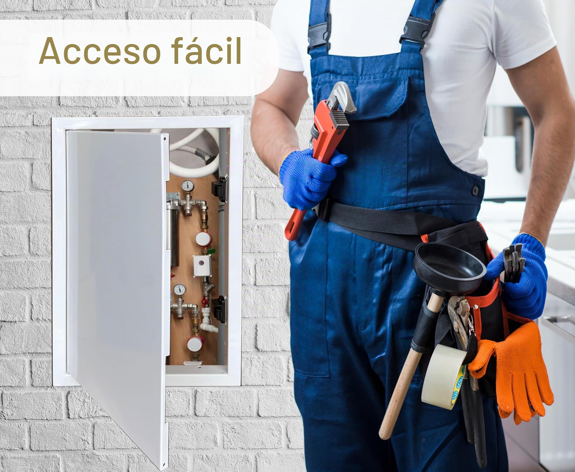 Puerta de inspección 450 x 450 mm, chapa de acero, color blanco, cierre magnético, puerta de inspección y escotilla de mantenimiento para paneles de yeso, contador de agua, techo, bañera, caja