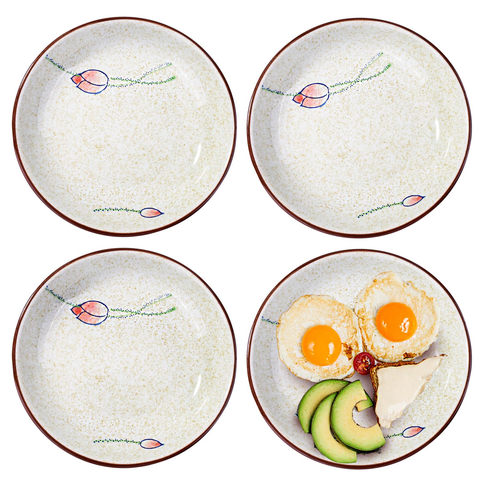 Lot de 4 assiettes japonaises en céramique (YPL, 17,8 cm)