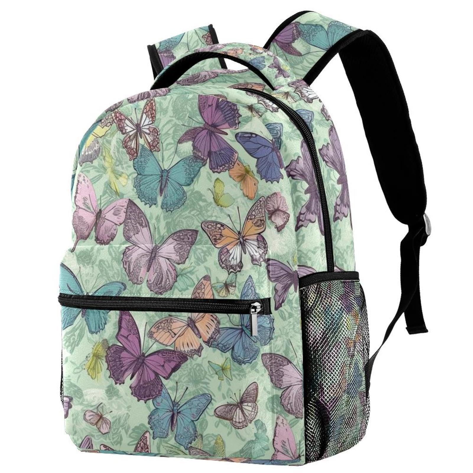 Mochila escolar abstracta de mariposas impermeable de 40cm Multicolor 7
