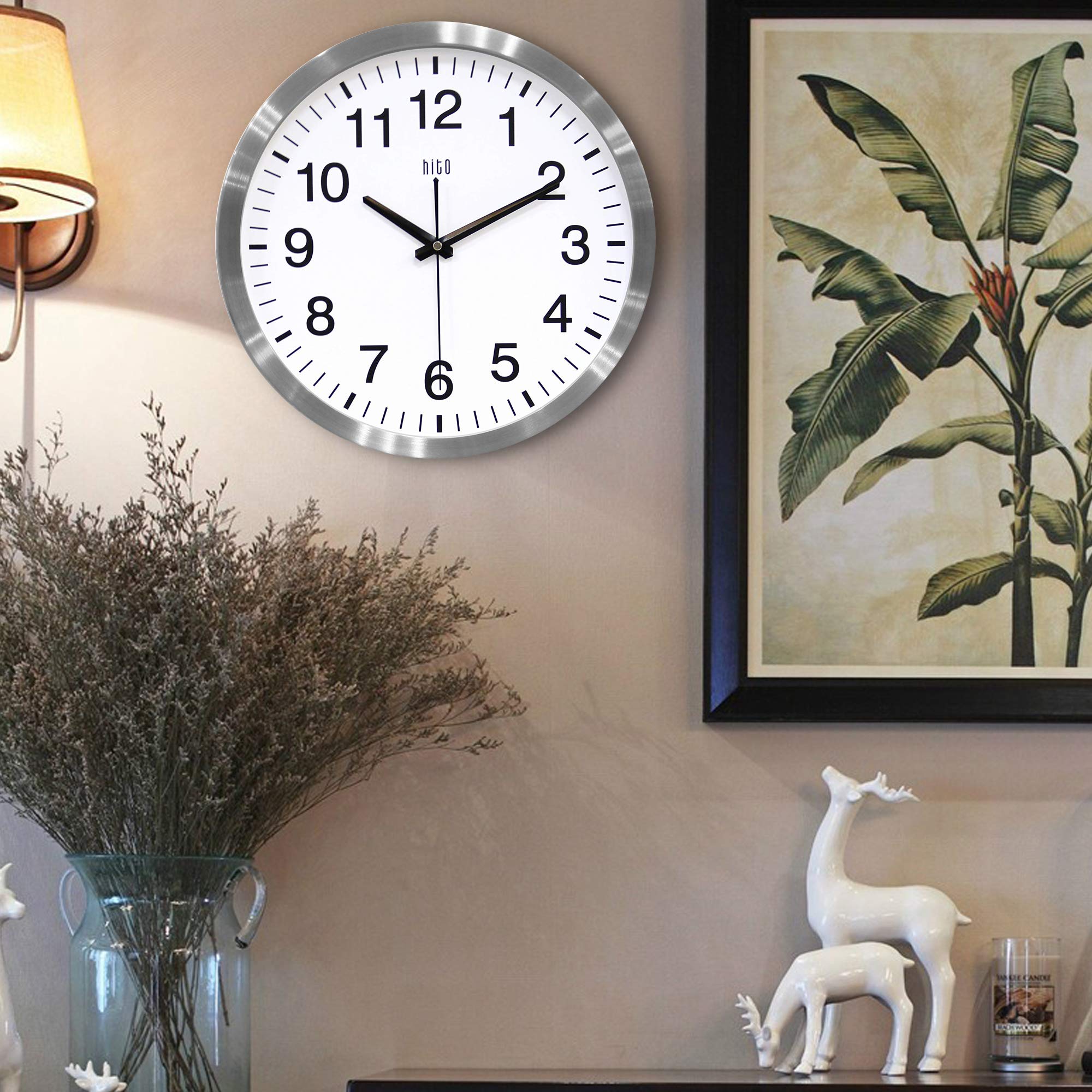 HITO Silent Wall Clock Non Ticking 14 inch Large Oversized Sweep