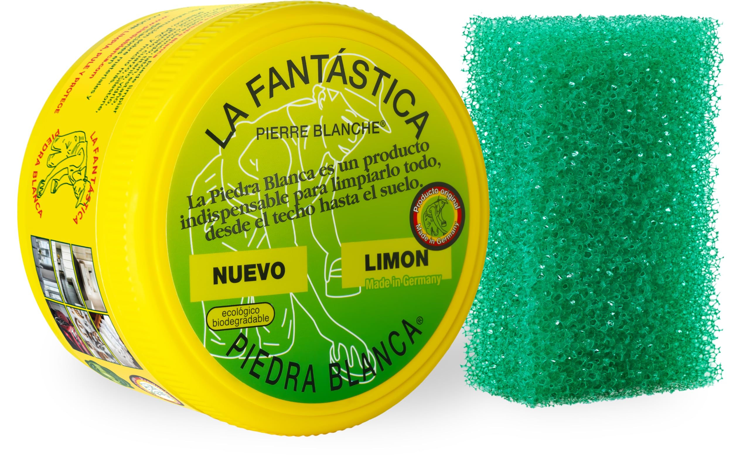 La Fantástica Piedra Blanca Original 600g | Arcilla de Limpieza Multiusos | Arcilla de Limpieza Multiusos, Fórmula Alemana, Esponja de Regalo