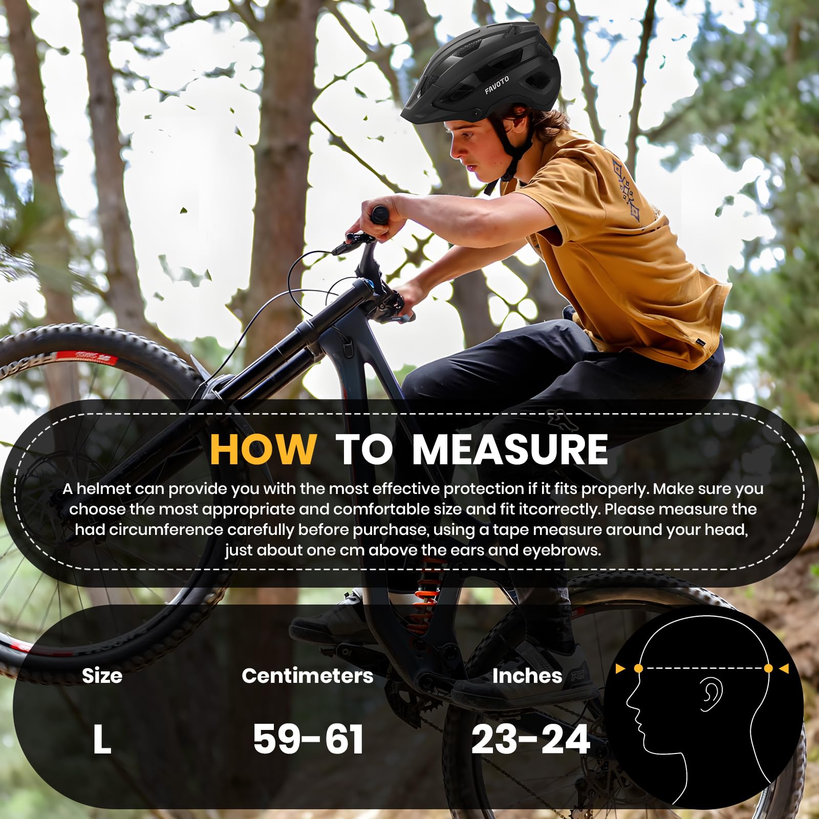 Favoto Casco Bicicleta Adulto Unisex - Casco Ligero de Bicicleta de Montaña (MTB) con Triple Capa de Protección, 14 Ventilaciones, Visera Desmontable y Forro Lavable