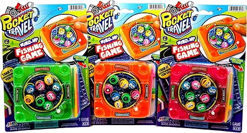 Miniatura 8 de JA-RU Juego de pesca magnética de viaje de bolsillo (6 juguetes) Mini juegos de mesa familiares giratorios clásicos para niños. Juegos educativos