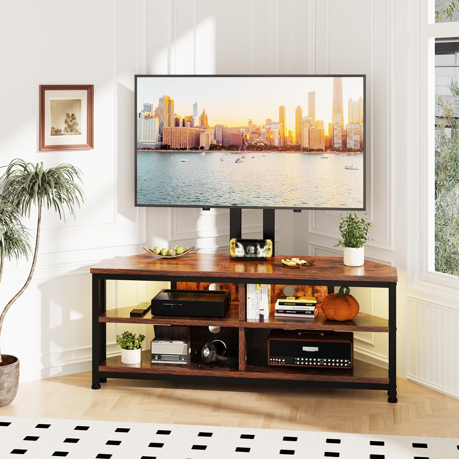 Dripex Mueble de TV con Soporte Ajustable y LED para televisores y Pantallas LCD LED de 32 a 70 Pulgadas, 106 cm