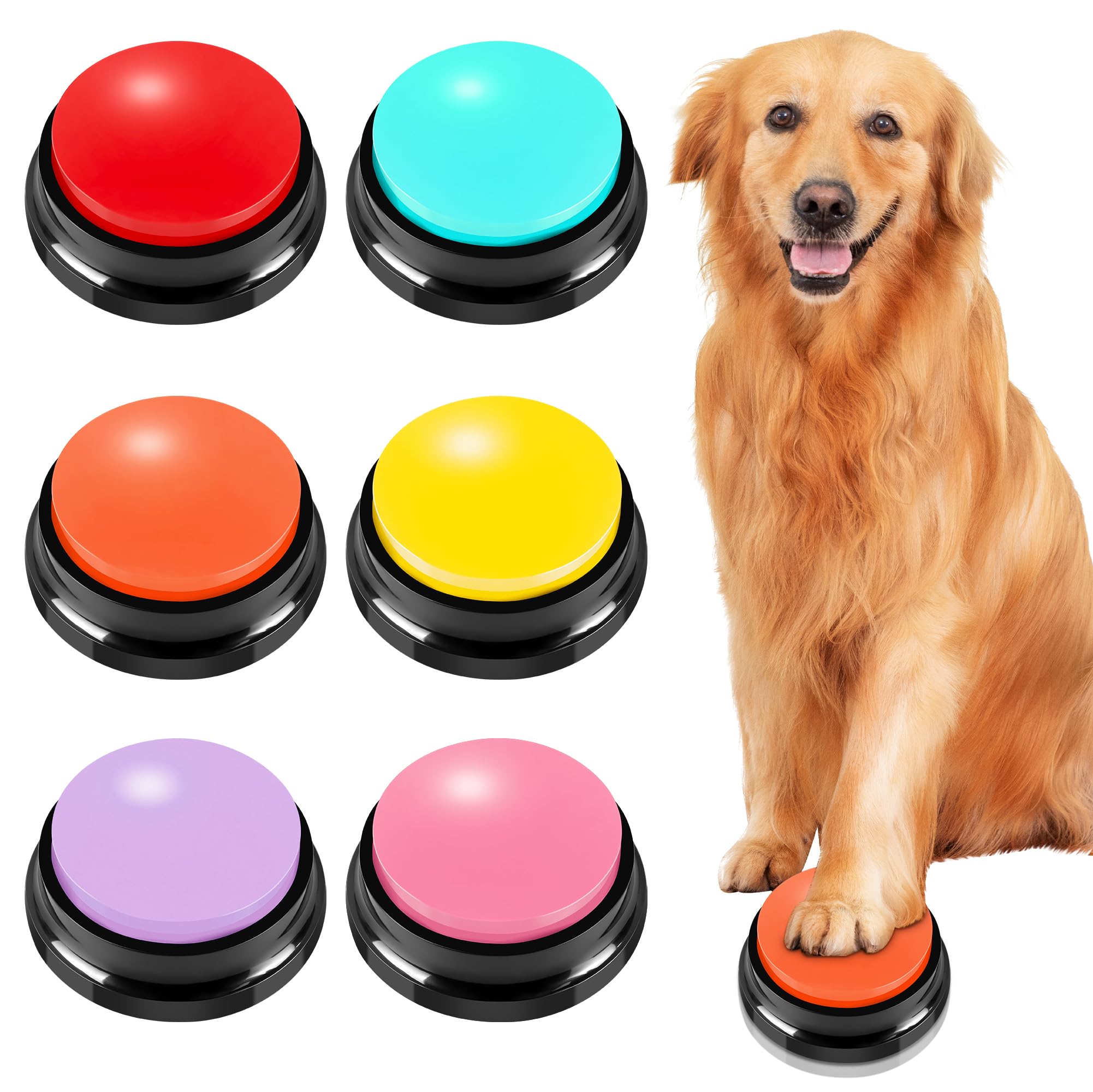 Botones grabables para perros de 6 colores, botones de perro para comunicación, entrenamiento de tu perro/gato para hablar, botones de mascotas que hablan, juego de entrenamiento para perros,