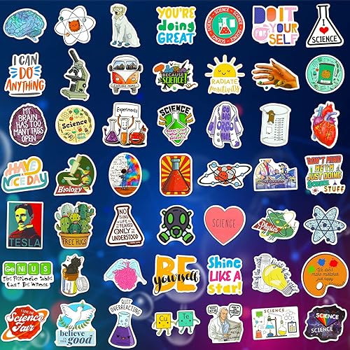 Miniatura 2 de 200 calcomanías de ciencia, calcomanías de laboratorio de ciencias para niños profesores, física, biología, química, experimento de matemáticas,