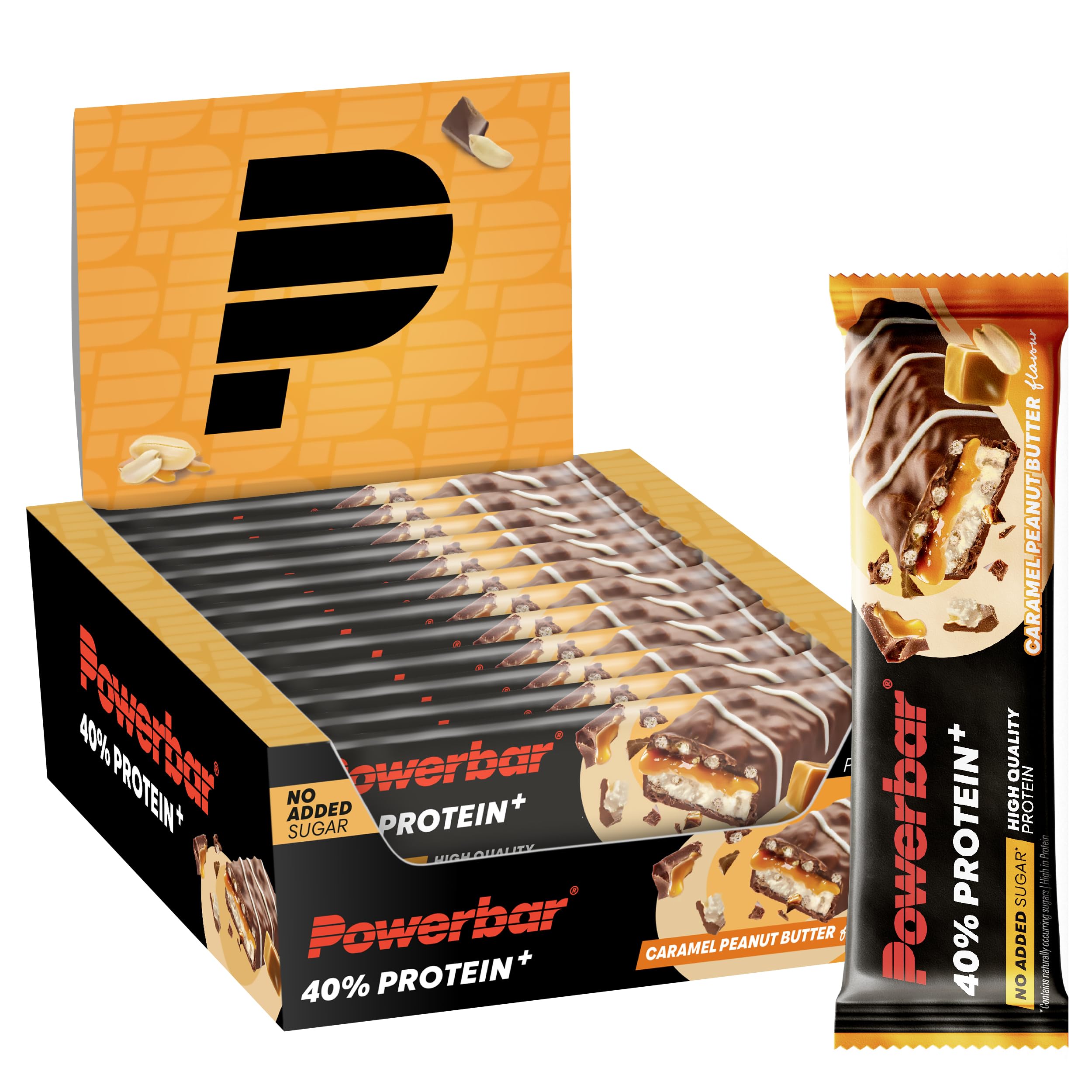 Powerbar - 40% Protein+Crisp - Caramel Peanut Butter - 12x40g - High Protein Bar - Low Sugar