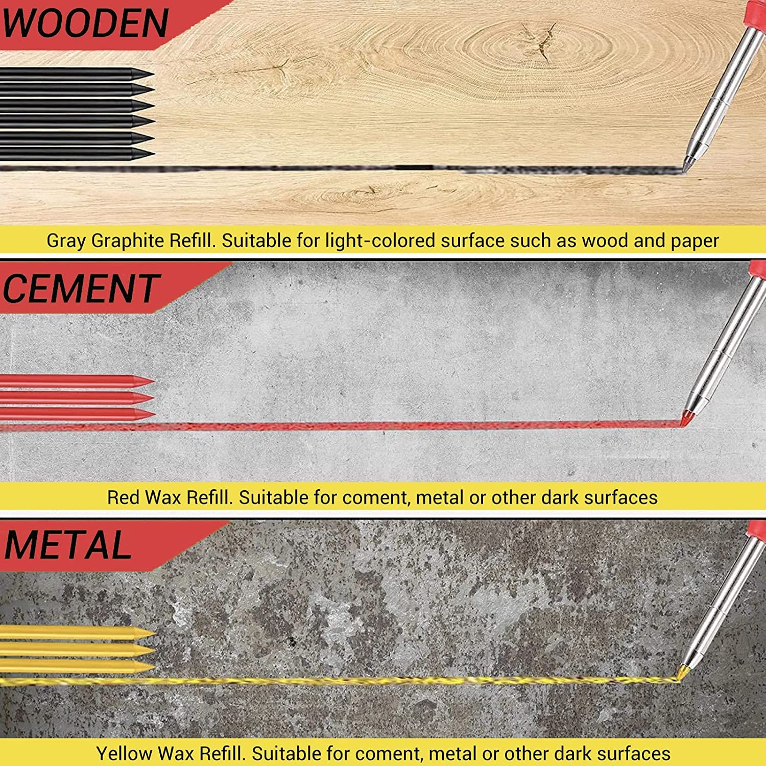 QUARKZMAN Bleistiftminen 2,8mm 48-tlg. - Tischler Bleistift Ersatzminen Rot