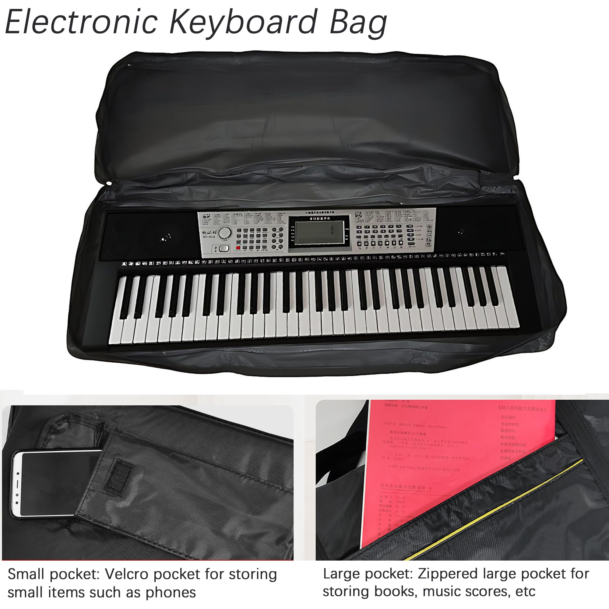 Housse De Clavier 88 Touches Sac De Clavier Piano Electrique Couverture De Clavier Anti-Poussière en Tissu Oxford 420d, Housse De Protection pour Claviers, Noir