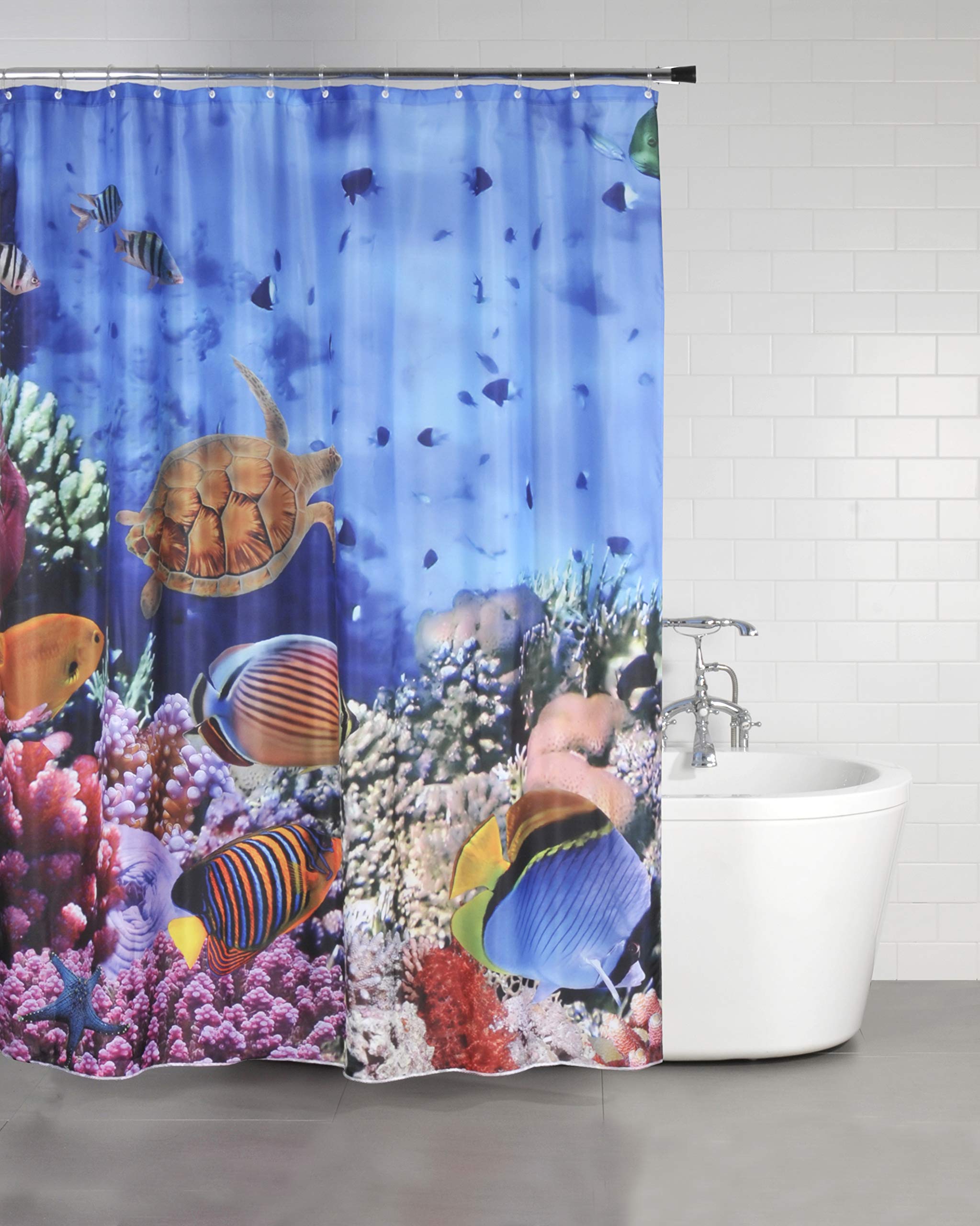 Sanilo Shower Curtain Ocean 180 x 200 cm, Waterproof, Anti-Mould, with 12 Rings