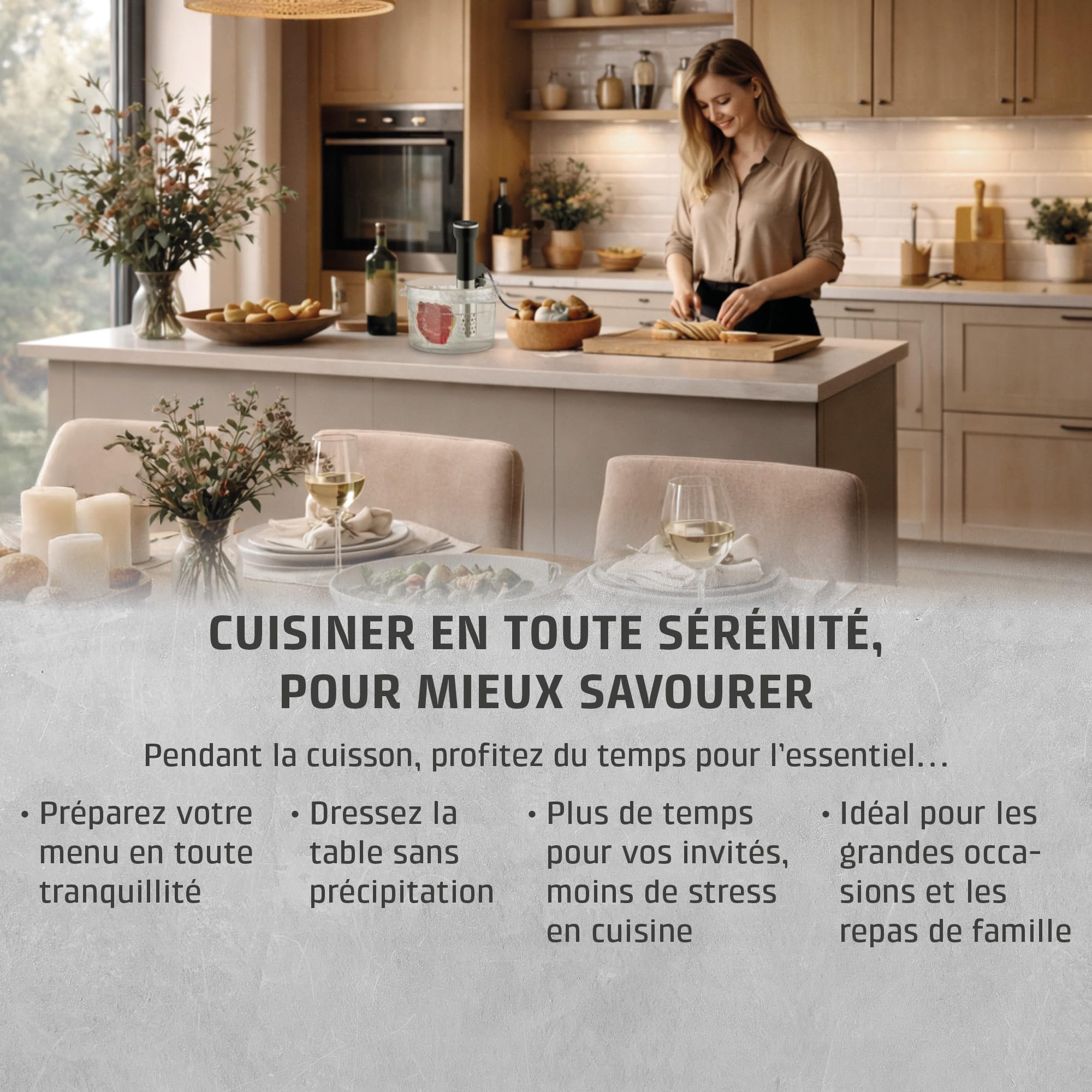 CASO SV400 Stick Sous Vide, pour récipients jusqu'à 20l de volume, 25-90°C par paliers de 0,5°C, IPX7, design peu encombrant