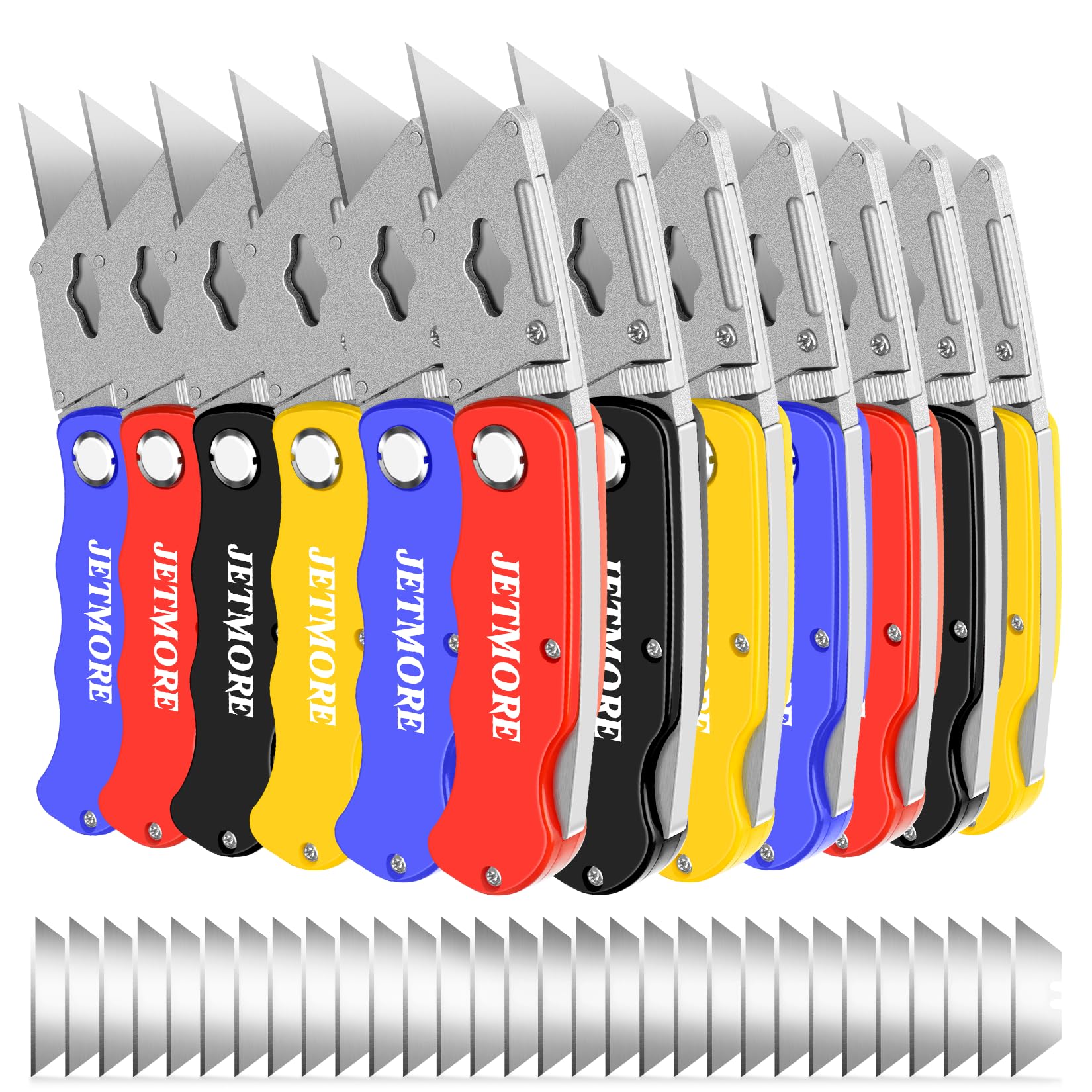 JETMORE 12 Pack Utility Knife, Box Cutter, 30 Blades, Razor Knife Utility