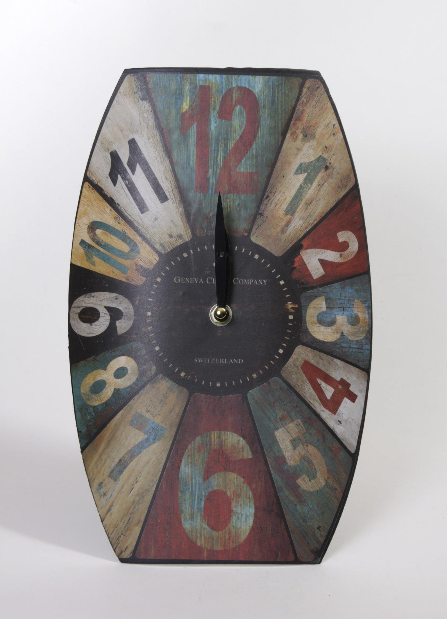 GILDE Standuhr oval aus Metall mit bunten Zahlen, 30 cm