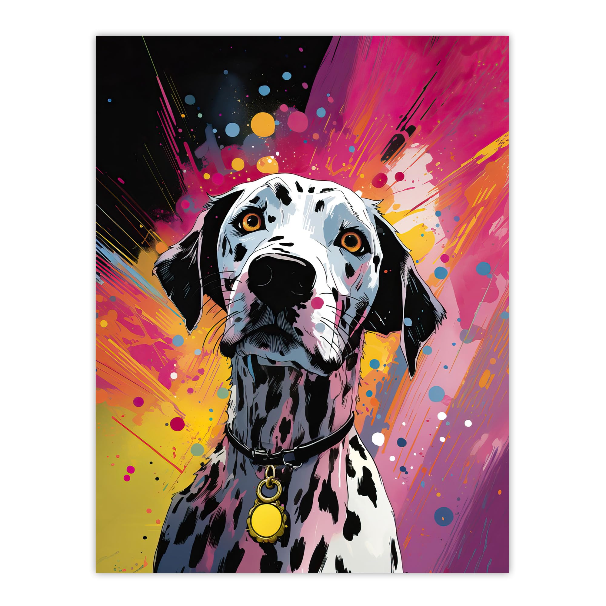 Artery8 Dalmatian Dog Lover Gift Pet Portrait Purple Orange Artwork Painting Large Wall Art Poster Print Thick Paper 18X24 Inch