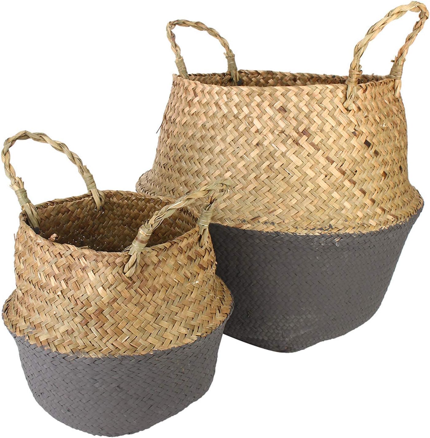 Plant Grow Bags Flower Basket Storage Holder Flower Pot Laundry Organizer Bag Garden Decor Garden Ventilated Plants Planting Bag (Color:Wood+Black Grey; Size:S) (Wood+Black Grey Small)