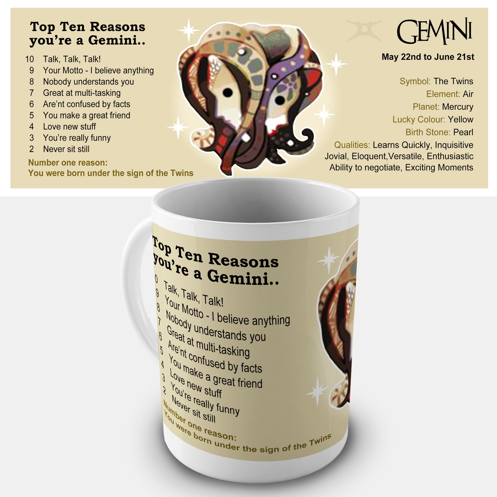 Gemini Zodiac Gift Mug