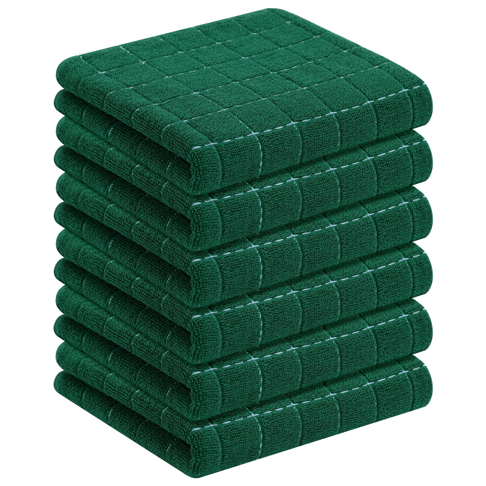 Homaxy 100% Cotton Terry Kitchen Towels, 6 Pack, Dark Green | Ultra Soft and Absorbent Dish Towels for Kitchen, Suitable for Drying and Washing Dishes