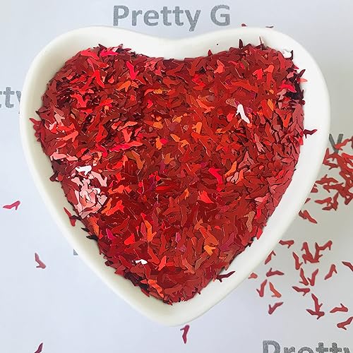 Miniatura 3 de PrettyG LB300 LB300 - Zapatos de tacón alto rojo con forma de lentejuelas holográficas con purpurina - Festival Rave Beauty Maquillaje Face Body