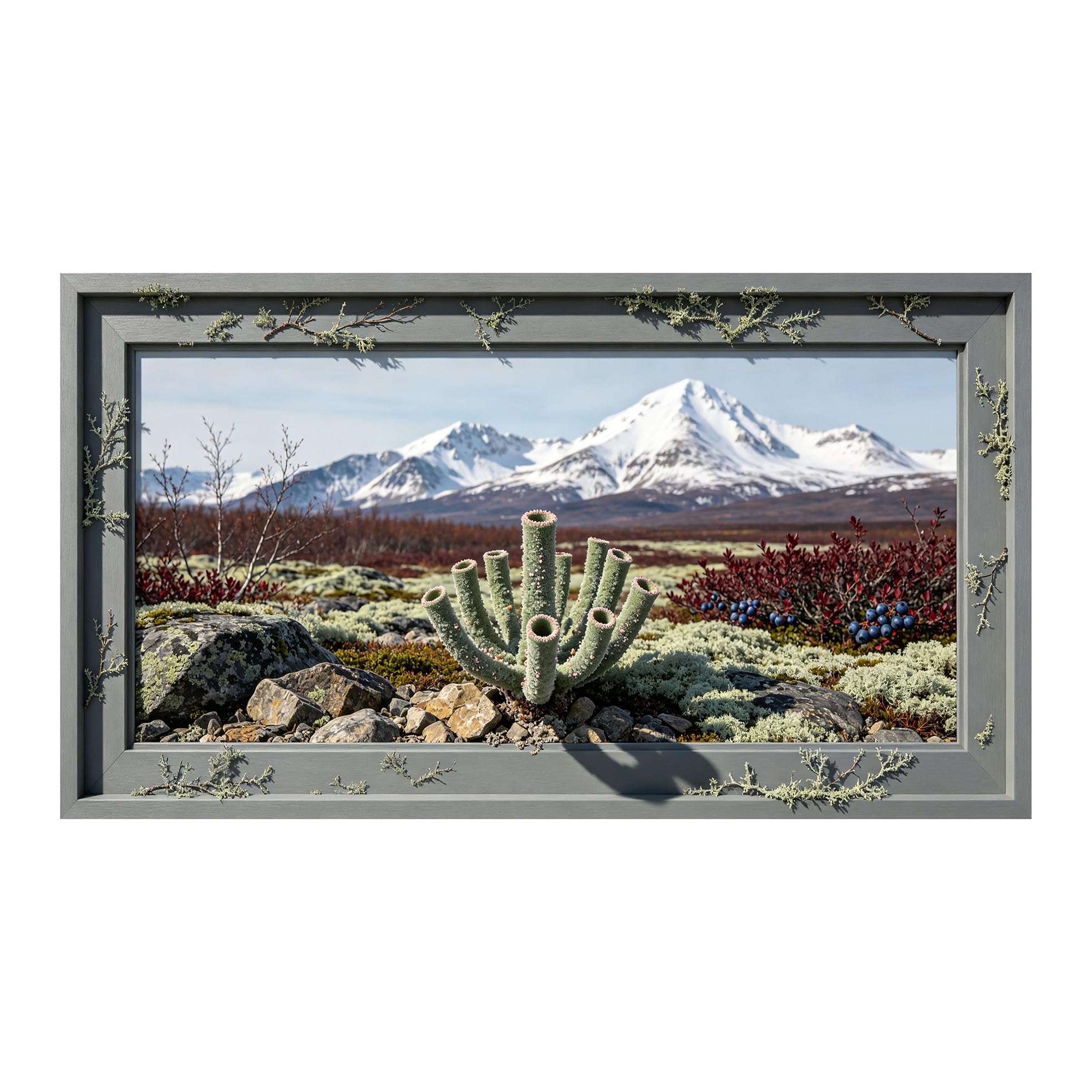 Yzpallescene 3D Framed Wall Art 50cm×100cm Snowy Mountain Alpine Tundra Realistic Landscape Large Size SelfAdhesive Removable Wall Decor Prints Artwork for Living Room Bedroom Office