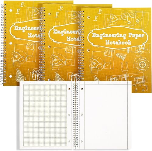 Miniatura 1 de Colarr 3 blocs de 9 x 11 pulgadas, cuaderno de espiral de ingeniería encuadernado con alambre de 8.5 x 11 pulgadas, bloc de computación de