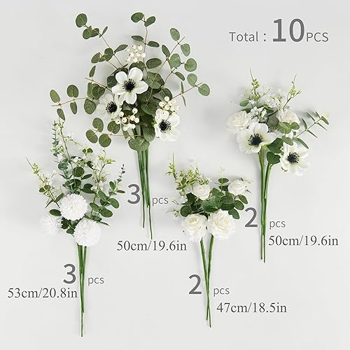 Miniatura 9 de Anna's Whimsy Ramos de flores artificiales, ramos de flores artificiales de seda para bodas, decoración de mesa del hogar, centros de mesa de boda,