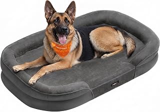 Feandrea Hundebett, orthopädisch, für mittelgroße Hunde, 122 x 85 x 18 cm | Hundekissen, wasserdichte Innenschicht, erhöhte Ränder, abnehmbarer, waschbarer Bezug, rutschfest, schiefergrau PGW284GN01