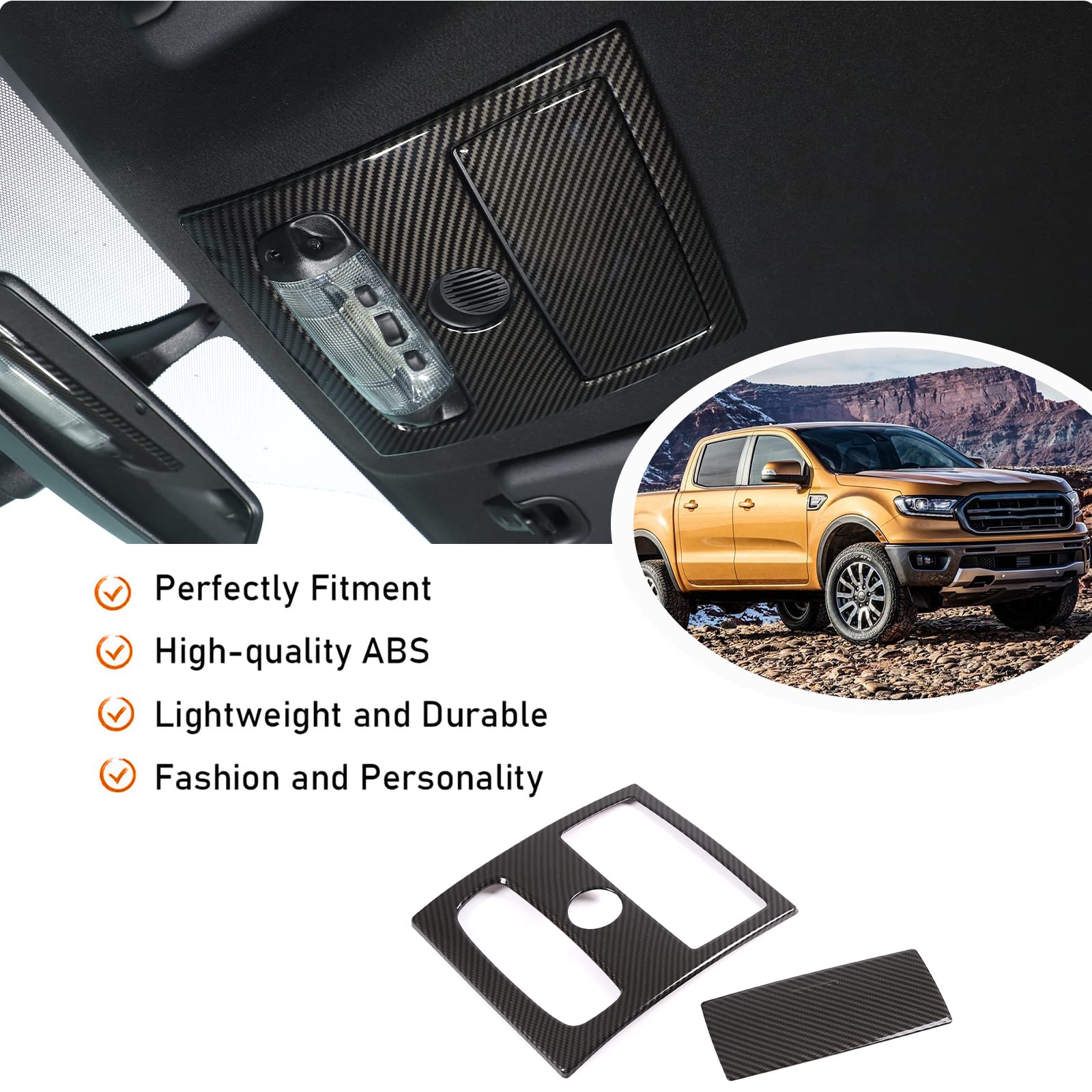 Adhesivo de plástico ABS para luces de lectura delantera y trasera para Ford Ranger Wildtrak 2015-2021 (cubierta delantera de luz de lectura)