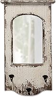 Vista 9 de Rustic Entryway Arched Wall Mirrors with 3 Metal Hooks 12" x 22", Hanging Distressed White Wood Frame Farmhouse Bathroom Mirrors for Vanity, Ornate