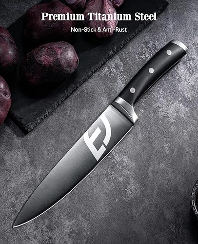 Miniatura 4 de Emojoy Juego de cuchillos, juego de cuchillos de cocina con bloque – 17 cuchillos de acero de titanio alemán con bloque de madera de acacia