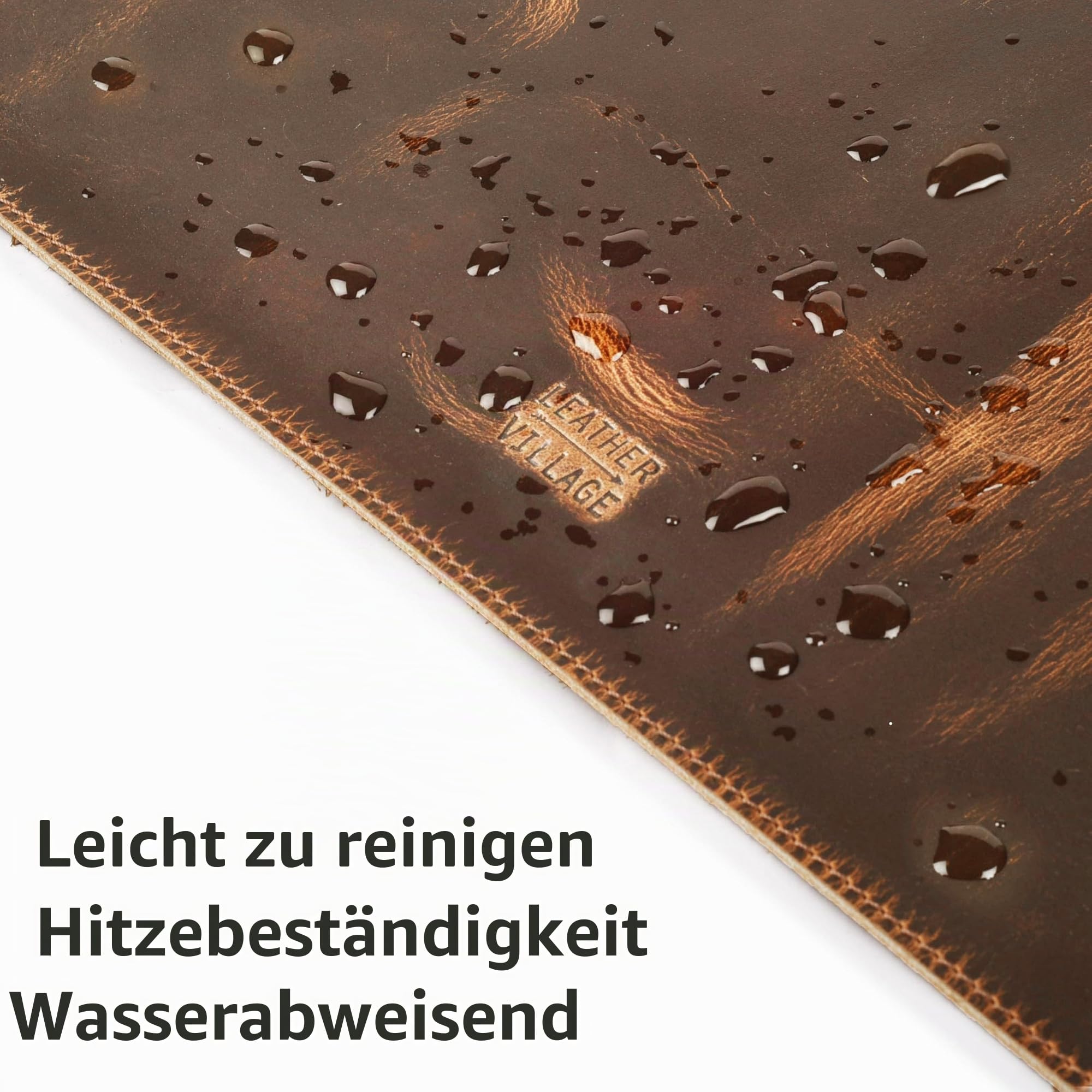 LEATHER VILLAGE Schreibtischunterlage aus echtem Leder für Schreibtisch und Laptop, mit Ledertablett und Tee-Untersetzer, 3 mm dick, Schreibtischabdeckung aus echtem Leder, Braun, 81,3 x 40,6 cm | 81,3 x 40,6 cm, große Vollnarben-Schutzfolie für Tastatur,