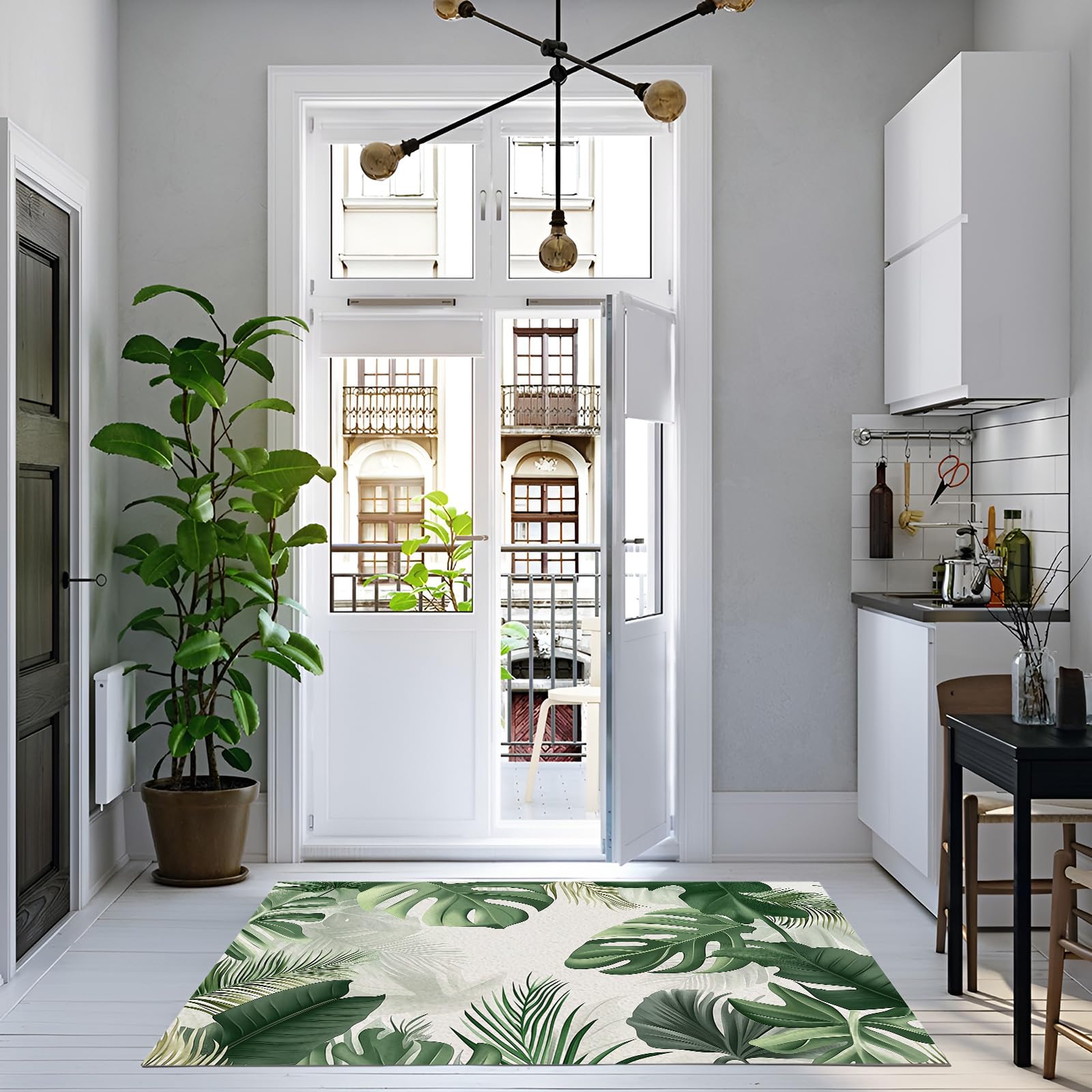 Tapis de chambre adulte au design moderne de feuilles naturelles