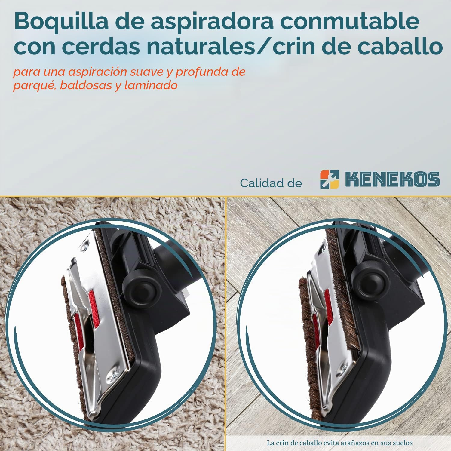 Kenekos Boquilla combinada para suelo con 2 ruedas, adecuada para aspiradora de 35/32 mm, AEG, Siemens, Miele, UVM, chapa de aluminio