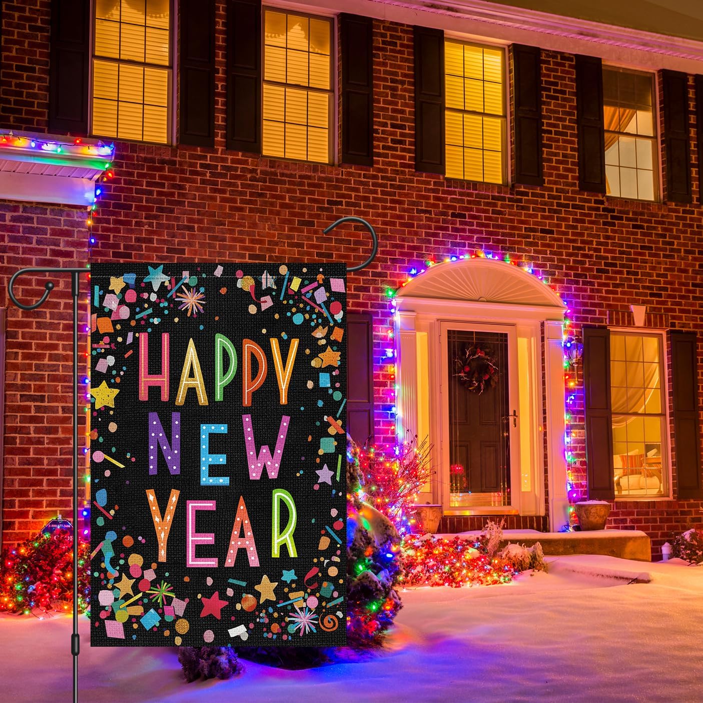 Louise Maelys Happy New Year Garden Flag Double Sided 12x18 Inch Small Burlap Party Welcome Winter Holiday Yard Outdoor Outside House Decor - Image 2