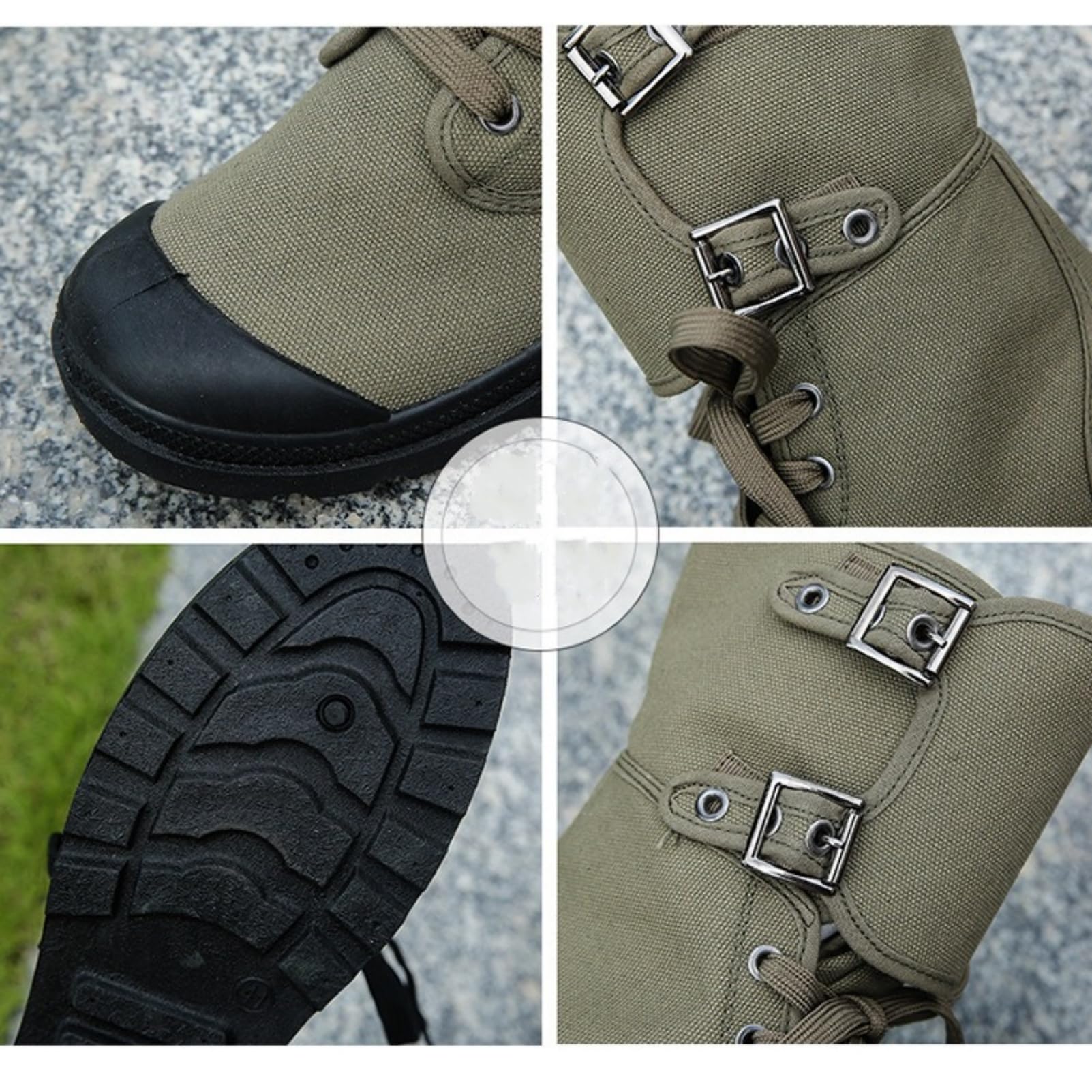 Amtopiyo Bottes montantes en toile à lacets pour homme