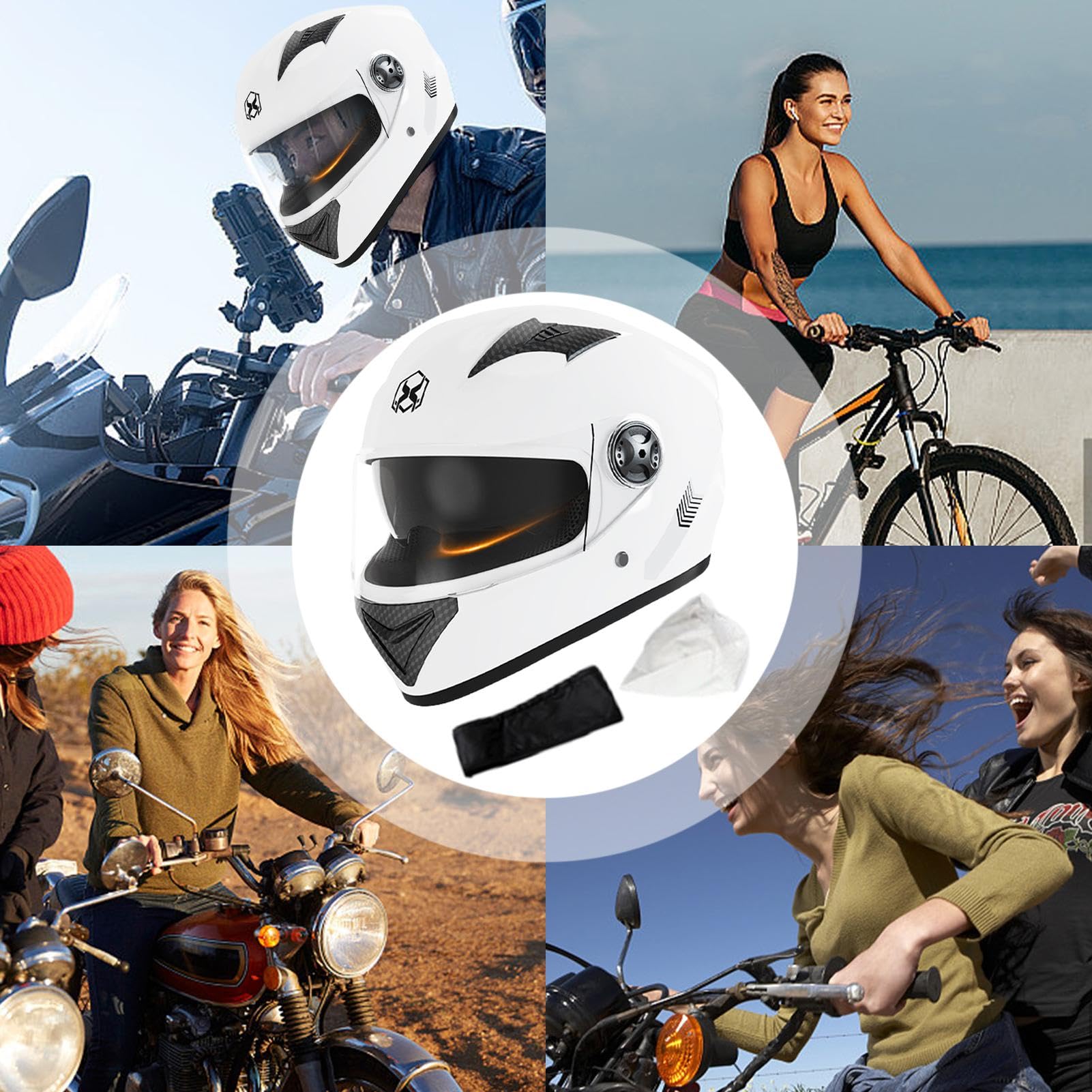Integral-Motorradhelme | Motorrad-Integralhelme | Maximale Verkehrssicherheit | Robuster & Leiser Motorrad Helm - Kinn & Kopf Belüftung, Ratschenverschluss, Klares Visier