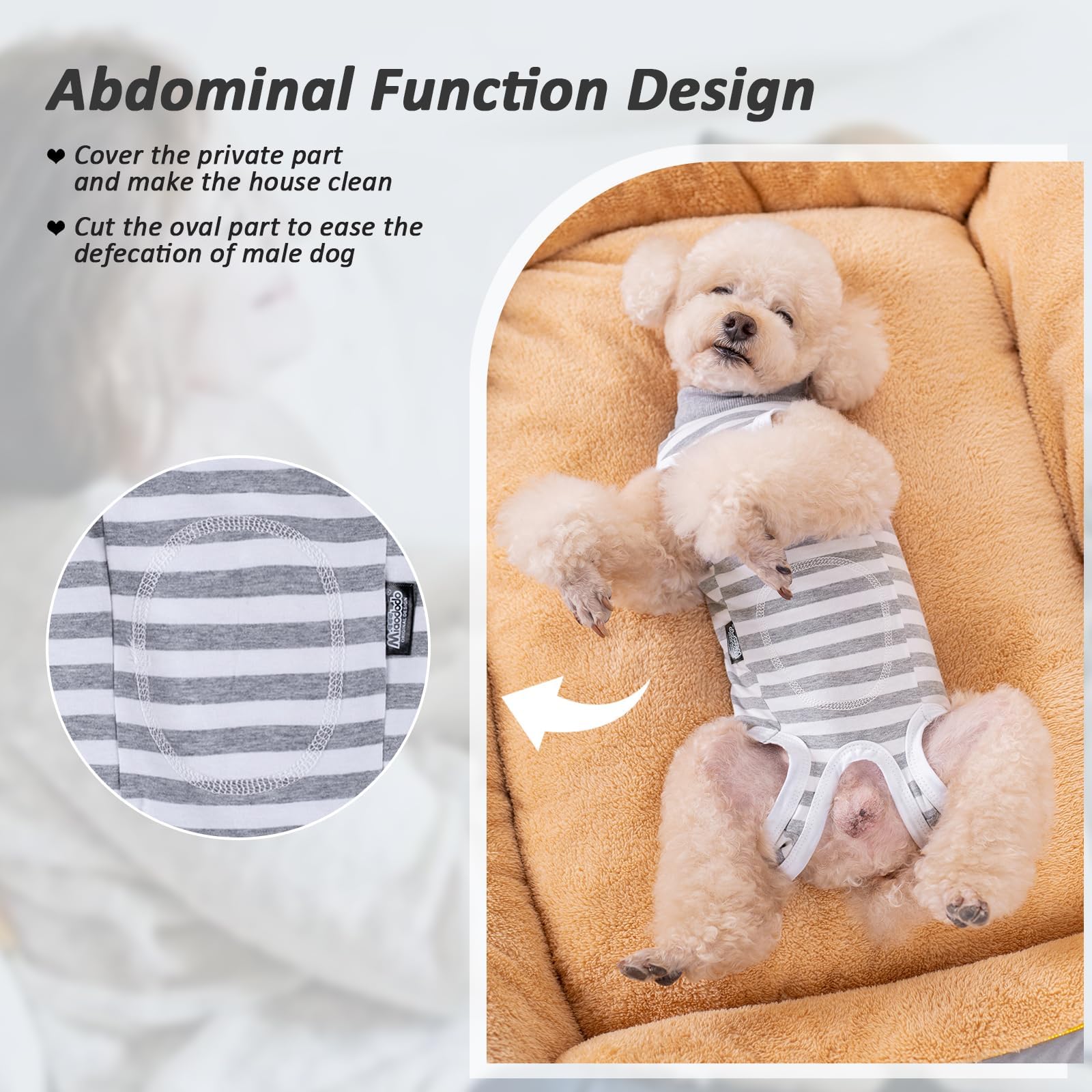 Lyneun Dog Recovery Suit, Striped Dog Surgical Recovery Suit, Soft Dog Surgical Bodysuit - Image 4