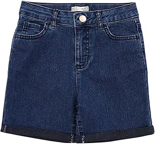ديفاكتو شورت جينز بقصة عادية للبنات، ازرق غامق، مقاس 14