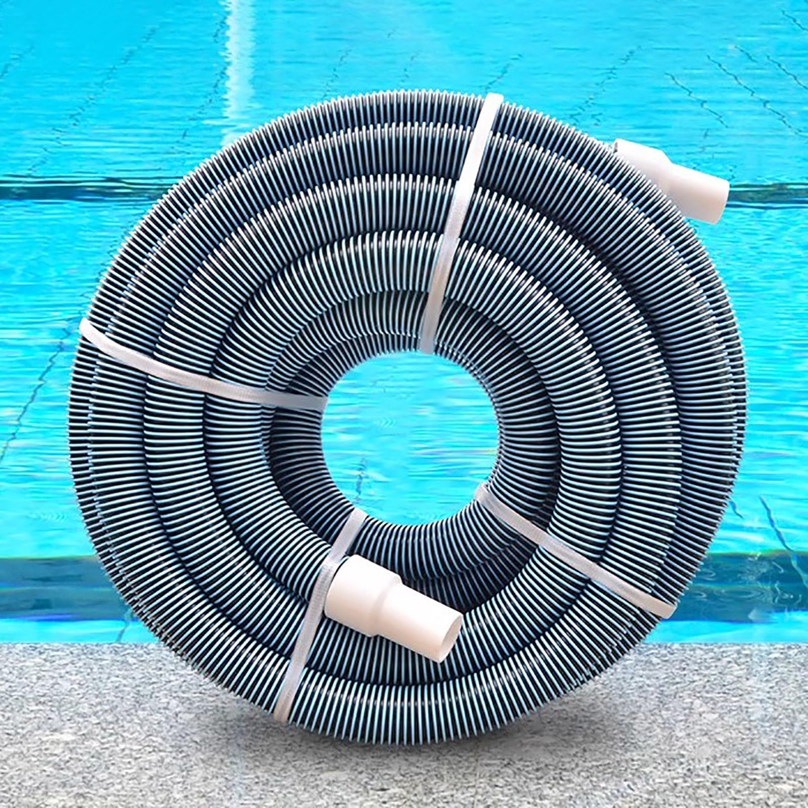 JYHHCYS 1-1/2 Pool Vacuum Hose, 10 15 20 30m Long PE Pool Vacuum Hose for Inground Pools, Leak-Proof Universal Swimming Pool Cleaner Hose with Kink-Free Swivel Cuff(10m/32.8ft)