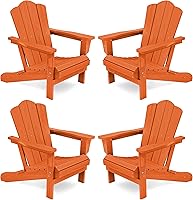 Vista 42 de KINGYES - Silla Adirondack plegable, sillas de patio de polietileno de alta densidad para todo tipo de clima, silla de césped con textura de madera