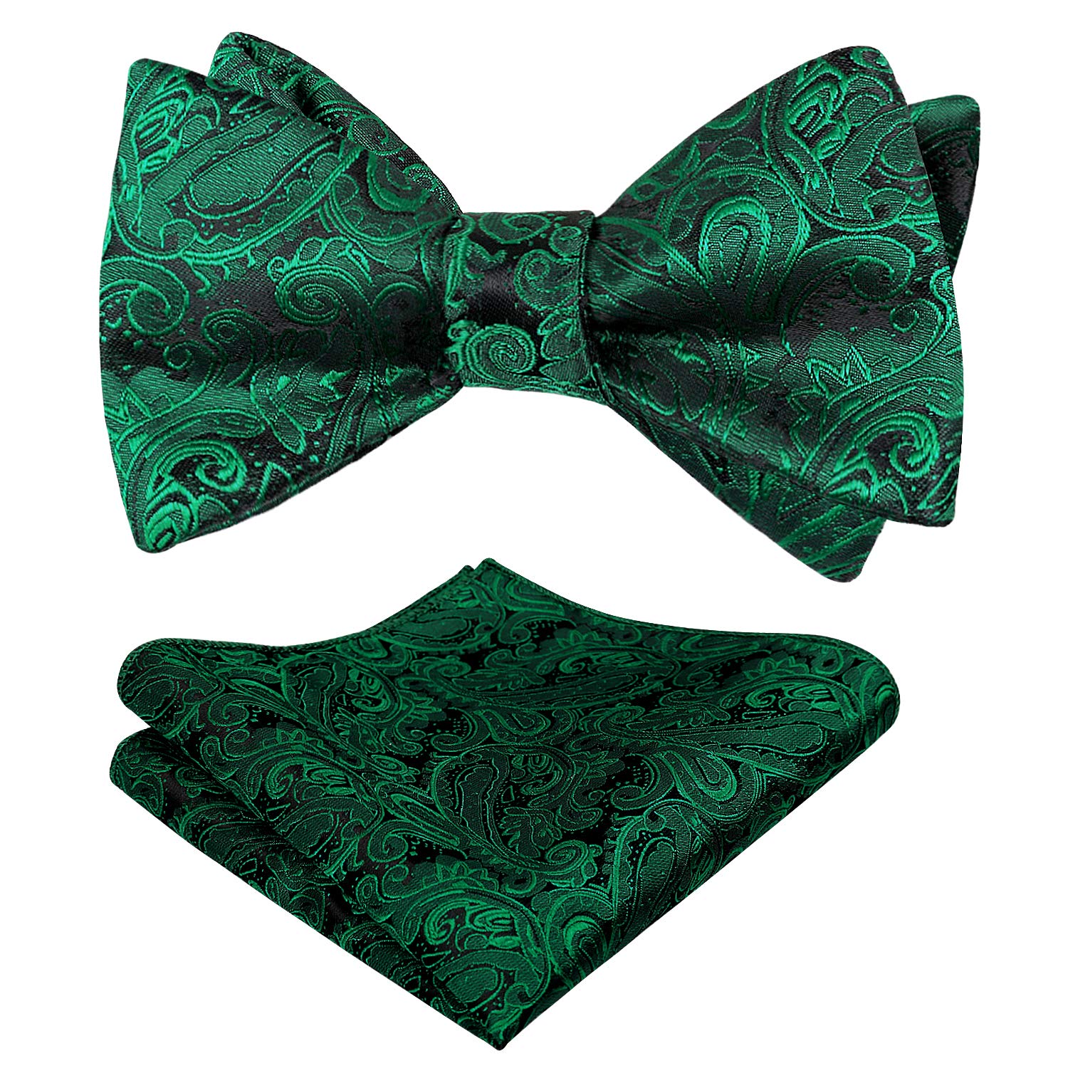 Alizeal Men's Retro Paisley Self Bow Tie and Handkerchief Set