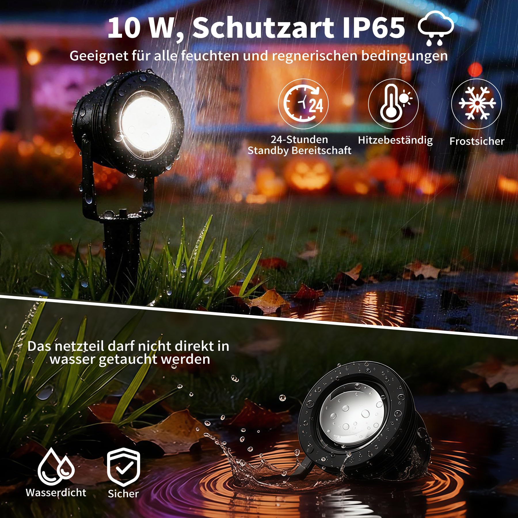 LED Strahler Gartenbeleuchtung 10W RGB IP65 Wasserdicht mit Erdspieß 2er Pack