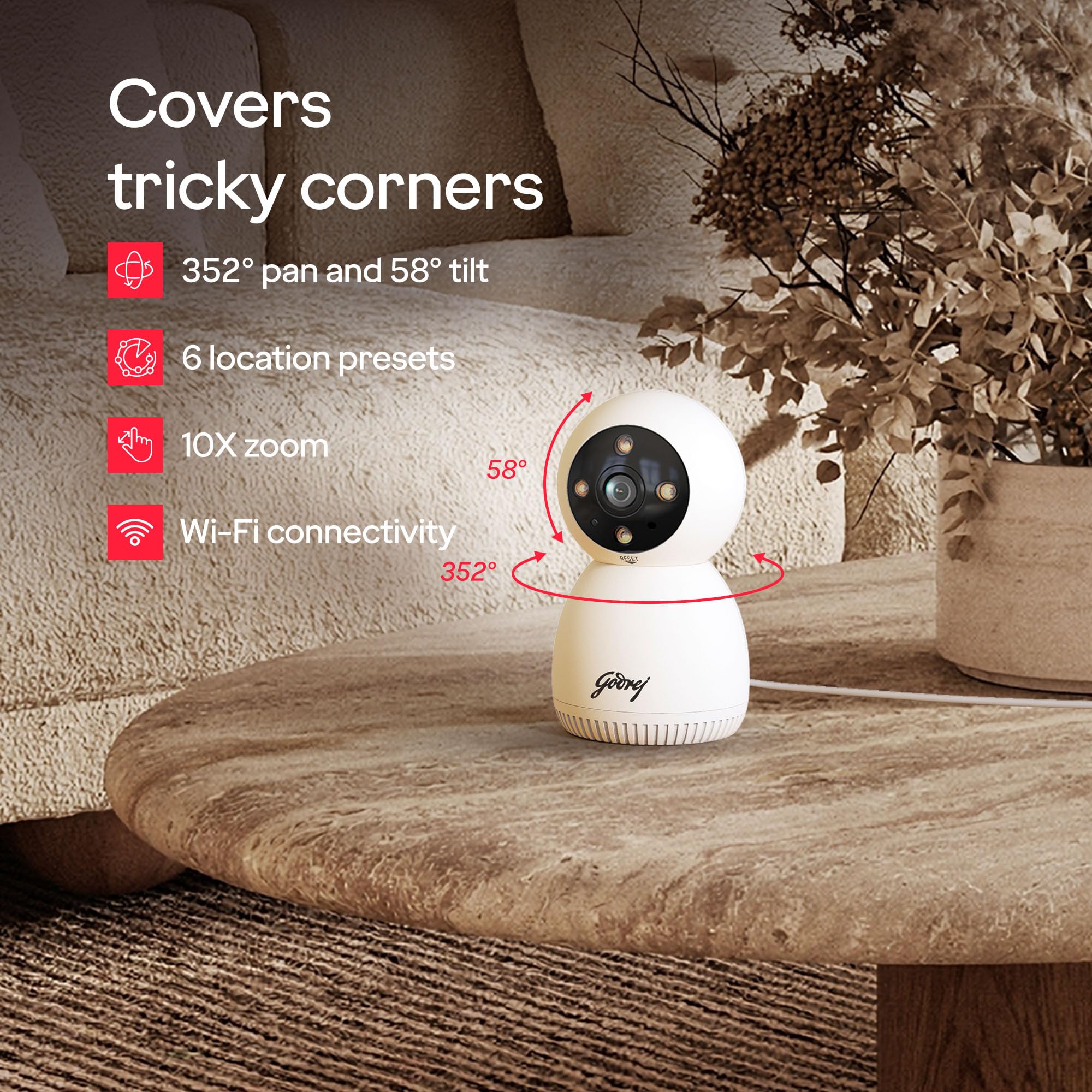 Godrej 3MP Smart Wi-Fi CCTV Camera | EVE Pro 3 | New Launch | Night Vision | 360° View | AI Human Tracking | Motion Detection | Indoor Camera | 2-Way Talk | Up to 256GB SD Card Support | Alexa Support — Amazon image 2