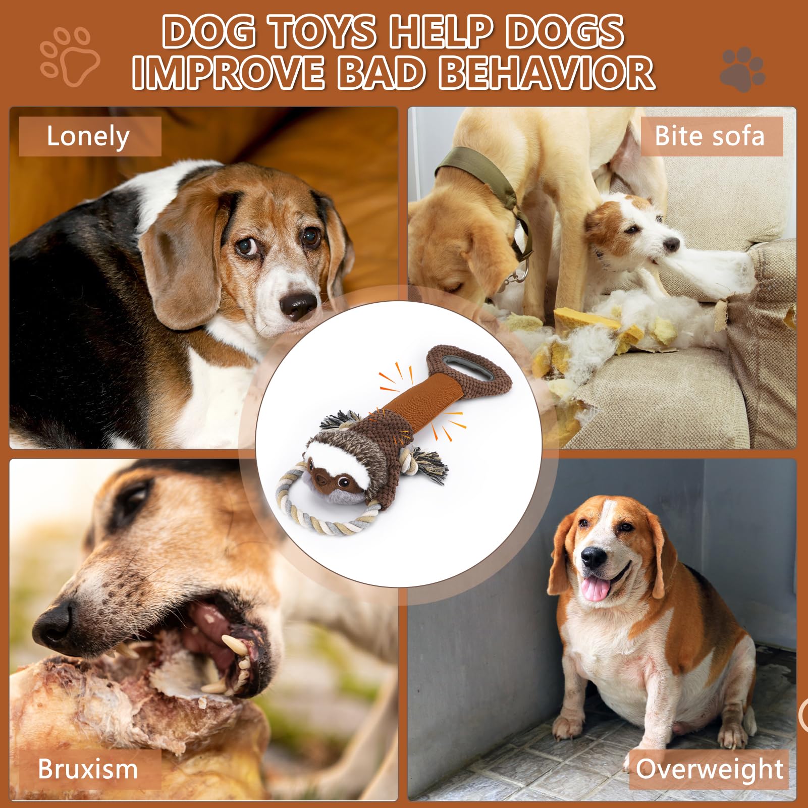 Juguetes chirriantes de felpa grandes para perros con papel arrugado, juguetes de tira y afloja para cachorros, juguetes interactivos para masticar perros pequeños, medianos y grandes